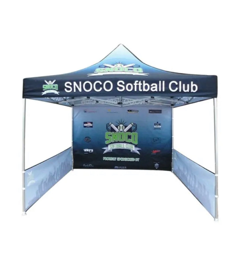 Custom 300D Full Backwall and 11 ft Flag Accessory Combo for your 10 x 10 Tent