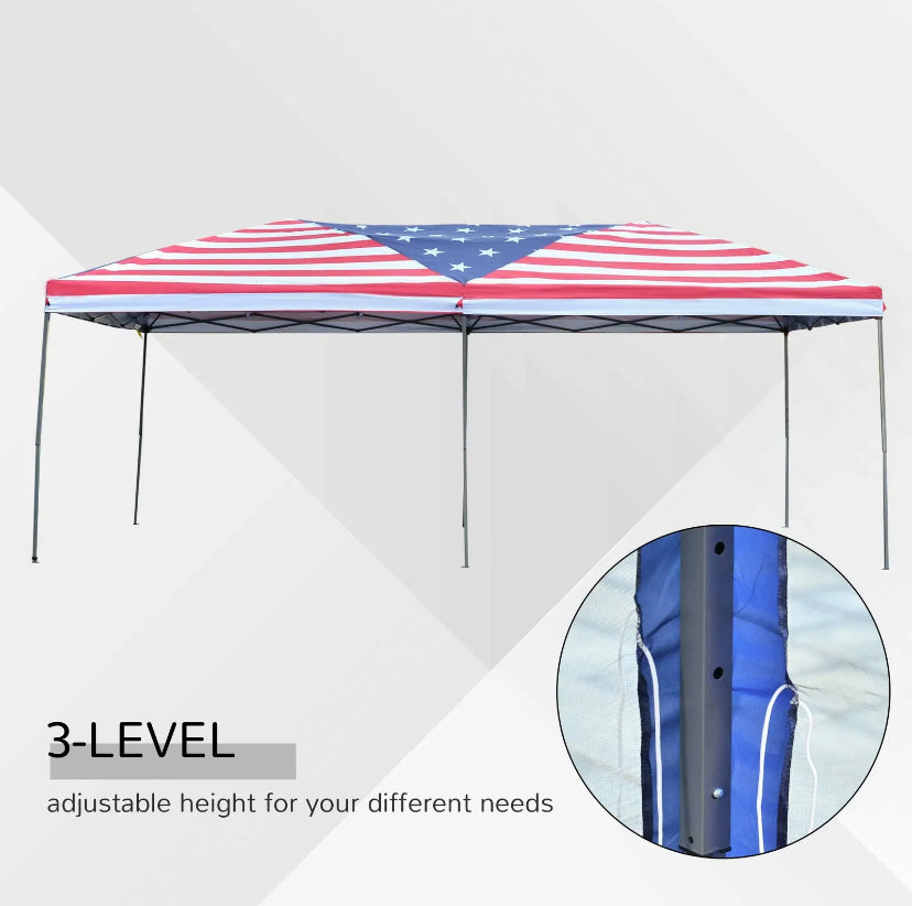 10x20ft Pop up Party Tent Gazebo Canopy Market Instant Shelter American Flag