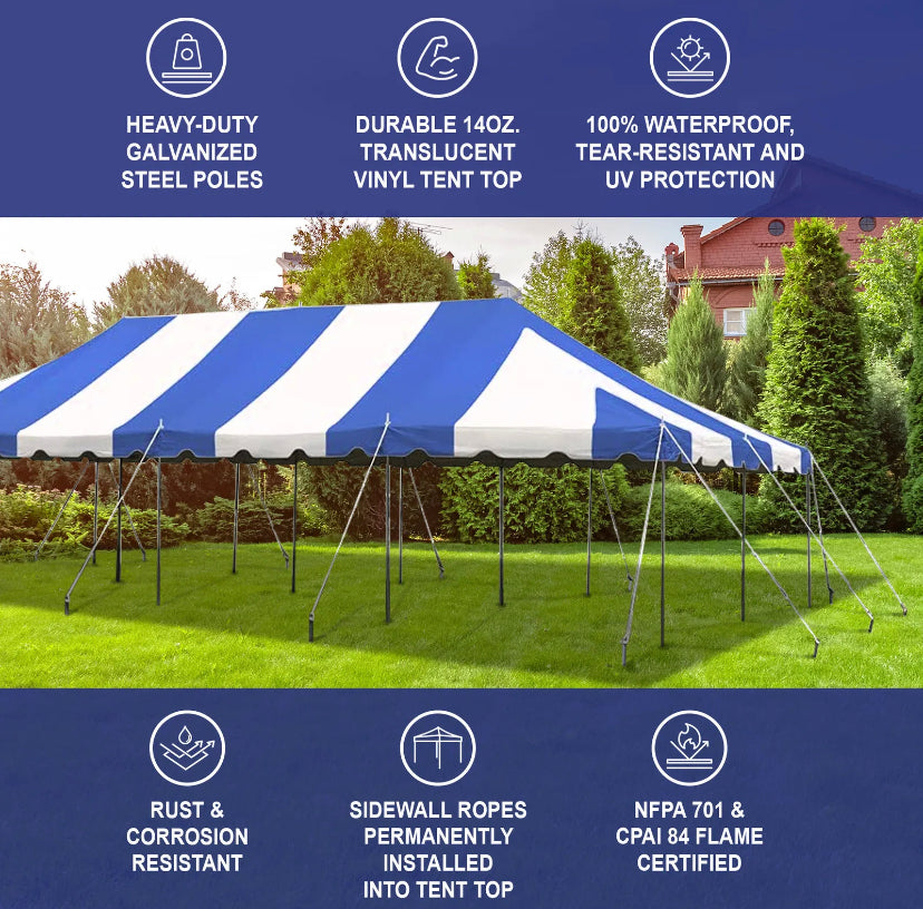 Blue Canopy 20x40 Pole Tent PVC Vinyl Party Event Backyard Shelter Gazebo