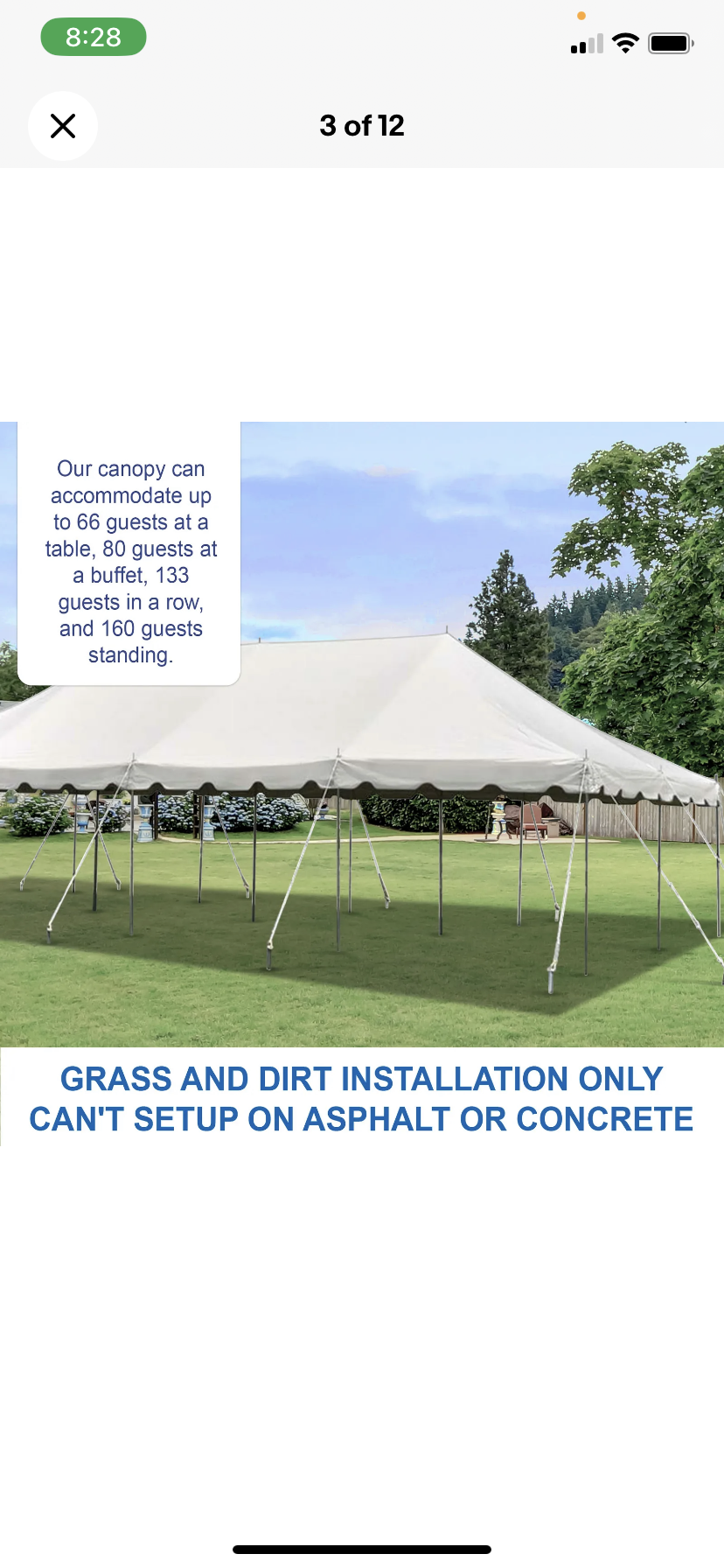 20x40 Canopy Pole Tent White For Event Wedding Party Gazebo Tailgate Backyard