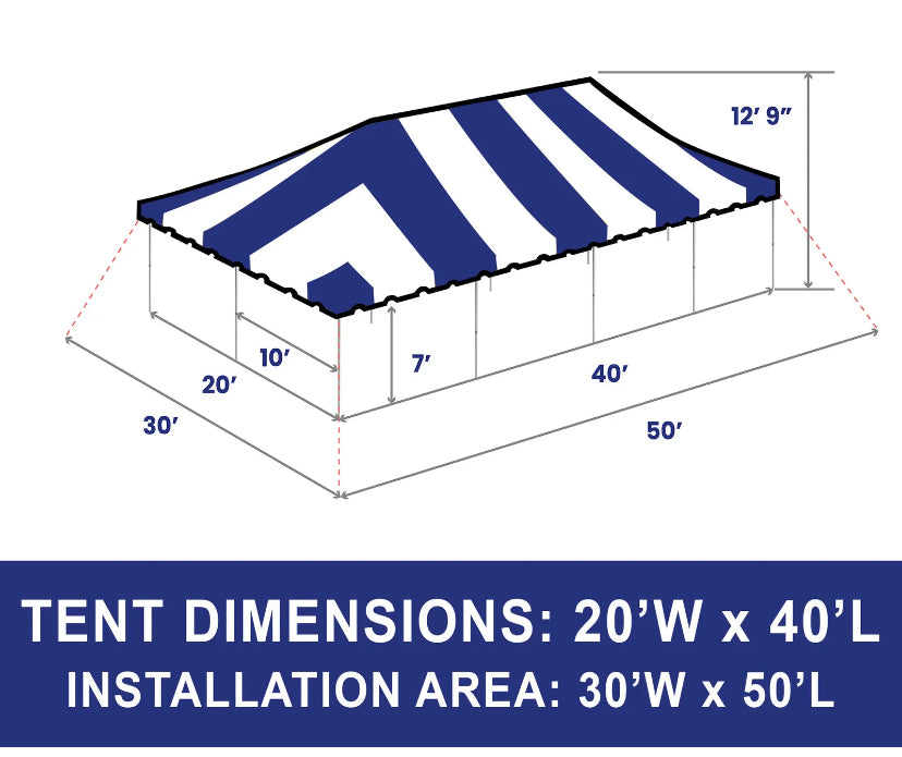 Blue Canopy 20x40 Pole Tent PVC Vinyl Party Event Backyard Shelter Gazebo