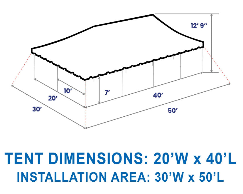20x40 Canopy Pole Tent White For Event Wedding Party Gazebo Tailgate Backyard