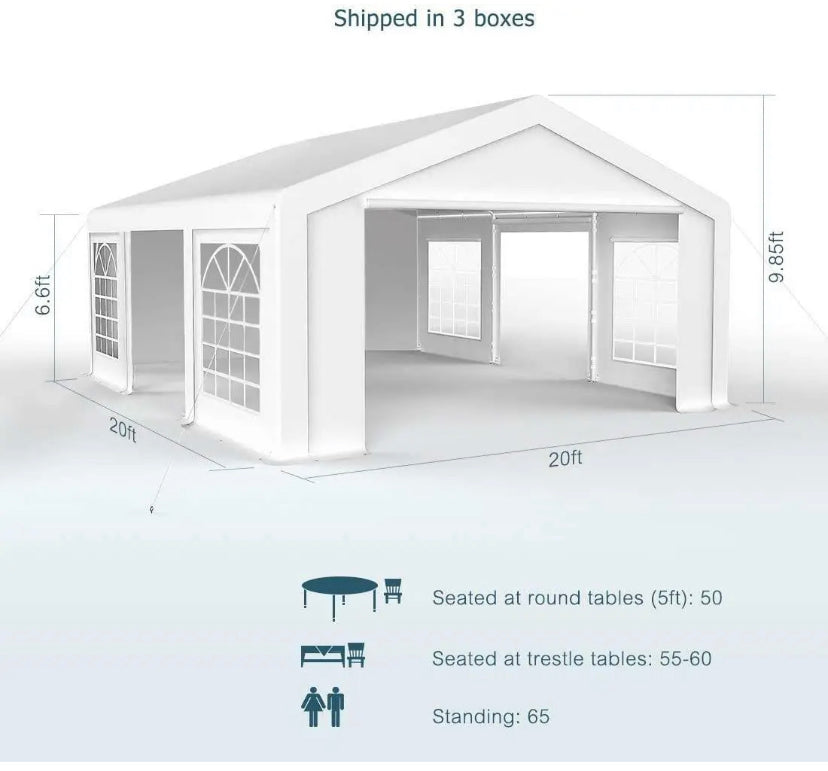 White 20x20 Heavy Duty Outdoor Gazebo Canopy Party Wedding Tent Shelter