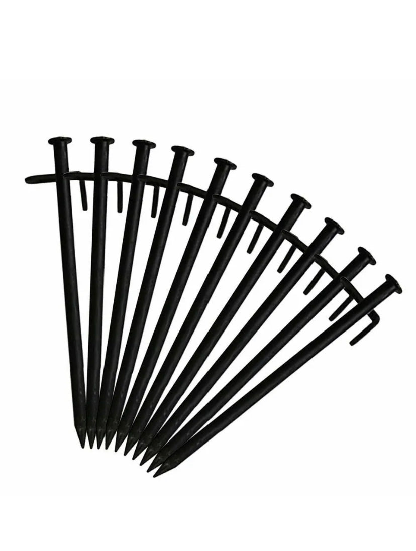 10PCS Heavy Duty 8" Steel Pegs Solid Camping Trip Tent Ground Stakes Nail Anchor