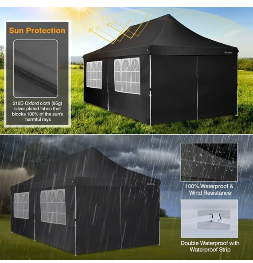 10x20EZ Commercial Pop UP Canopy Party Tent Folding Waterproof Gazebo Heavy Duty