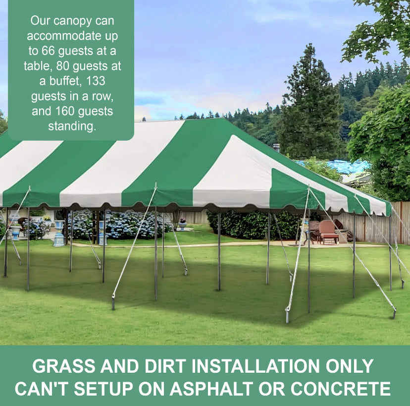 Green Canopy 20x40 Pole Tent PVC Vinyl Party Event Backyard Shelter Gazebo